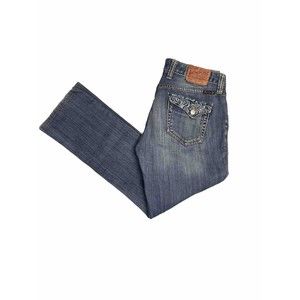 Lucky Brand Womens Denim Jeans Straight Leg Embroidered Pocket Size 10/30